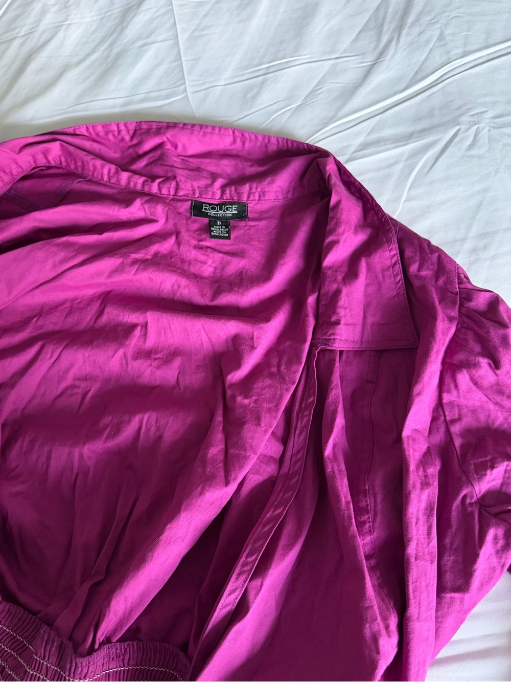 Fuchsia Tie-Front Blouse crop - Picture 3 of 3
